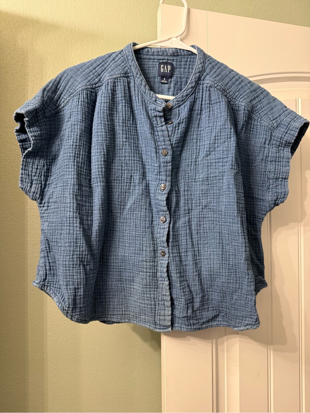 GAP Girls Dusty Blue Gauze Button-Front Blouse